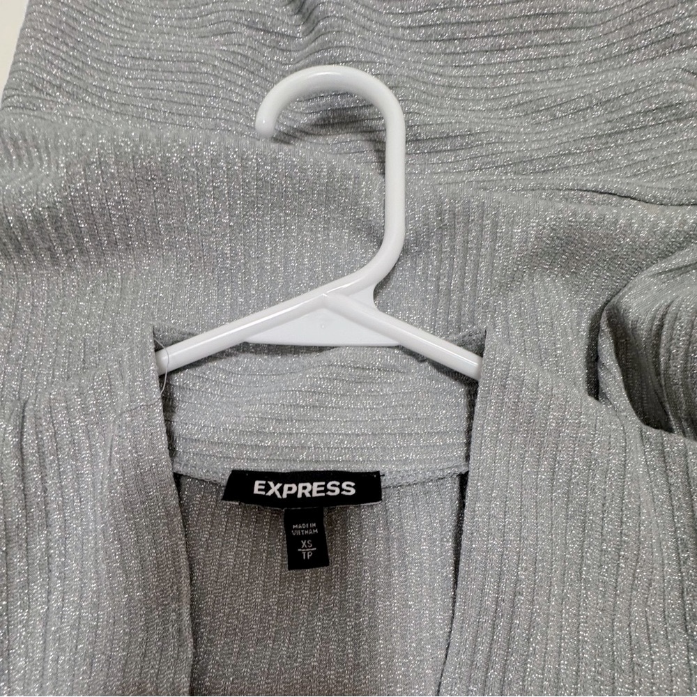 Express Silver Ribbed Top - Picture 2 of 5